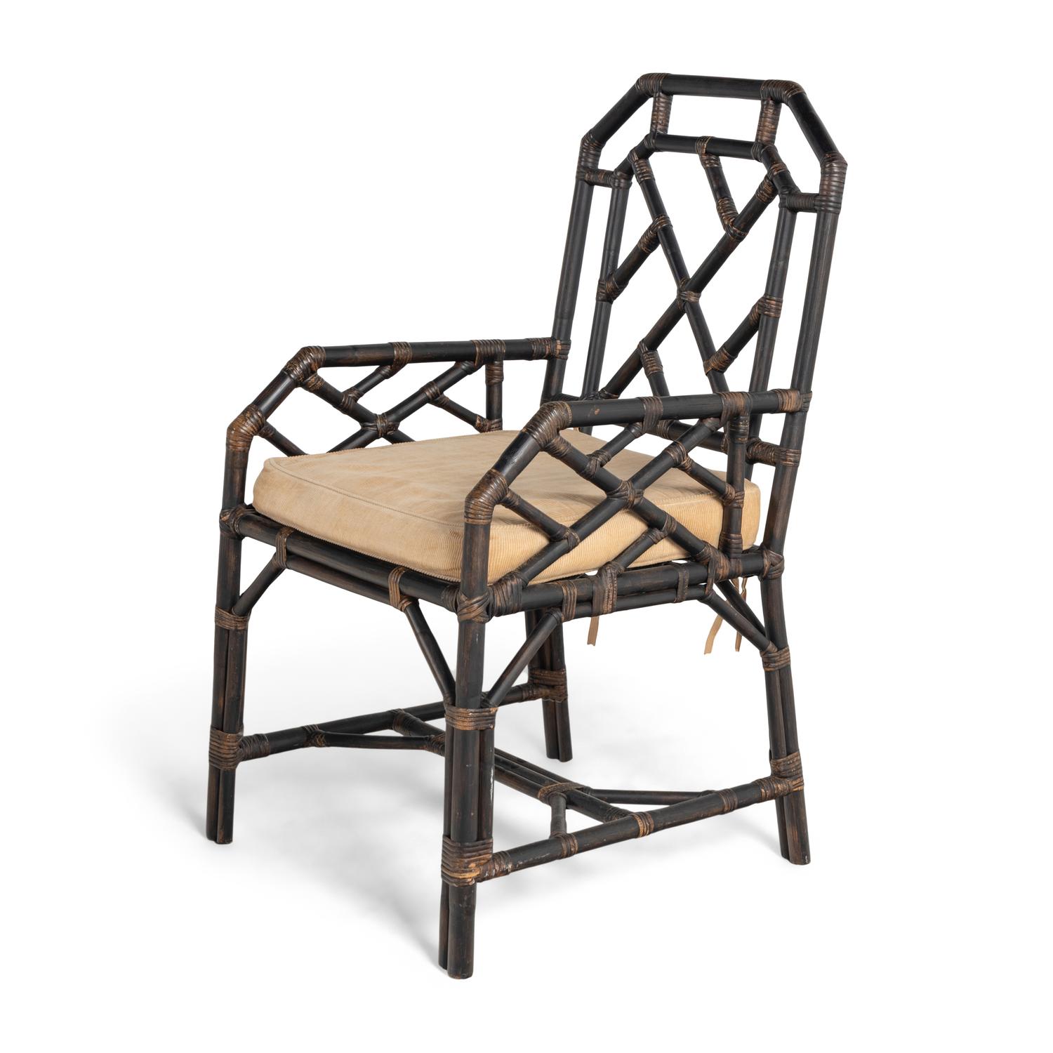 A Group of Black Painted Rattan Furniture