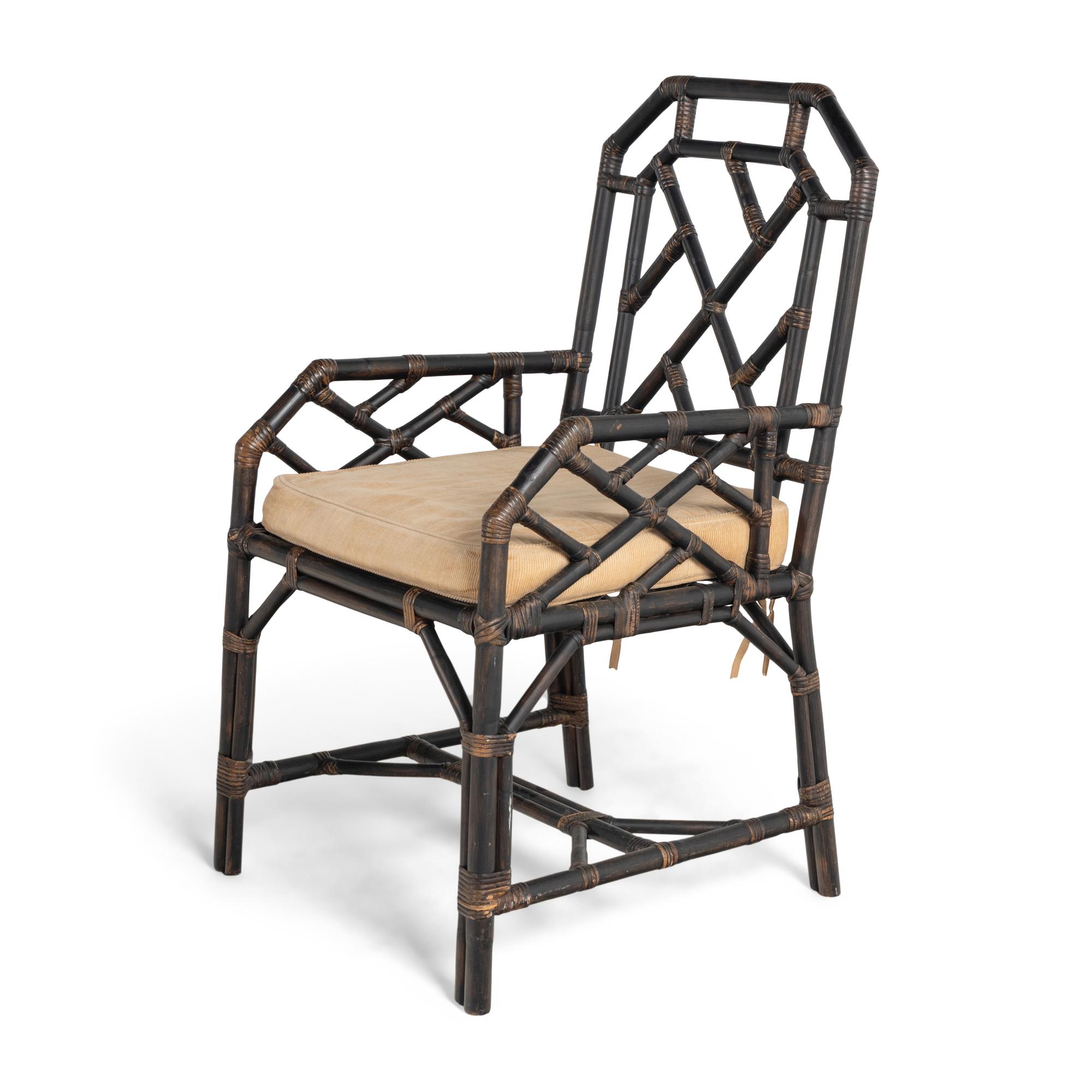 A Group of Black Painted Rattan Furniture