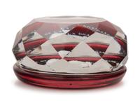 A Baccarat Queen Victoria Sulfide on Ruby Ground Faceted Glass Paperweight