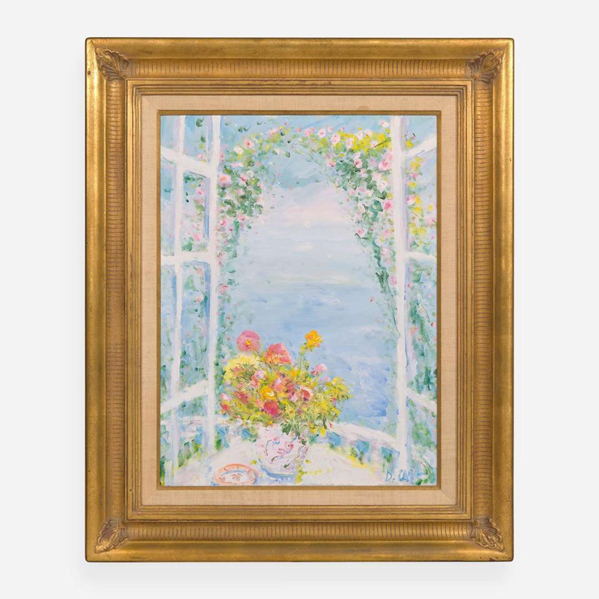 Duane Alt (American, B. 1935) Still Life, Open Window, Trellis