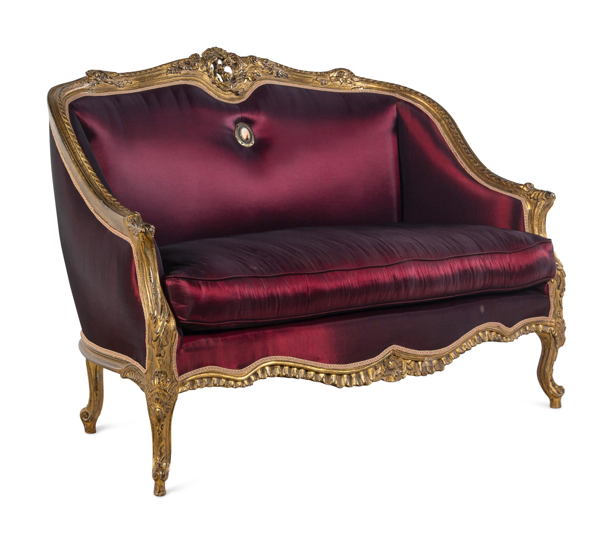 A Louis XV Style Giltwood Three-Piece Seating Suite