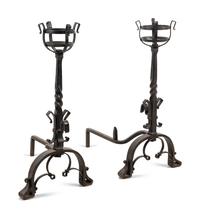 A Pair of Continental Iron Andirons
