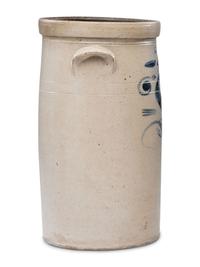 A William Rowley Four Gallon Cobalt Decorated Churn