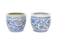 A Pair of Chinese Blue and White Porcelain Fish Bowls