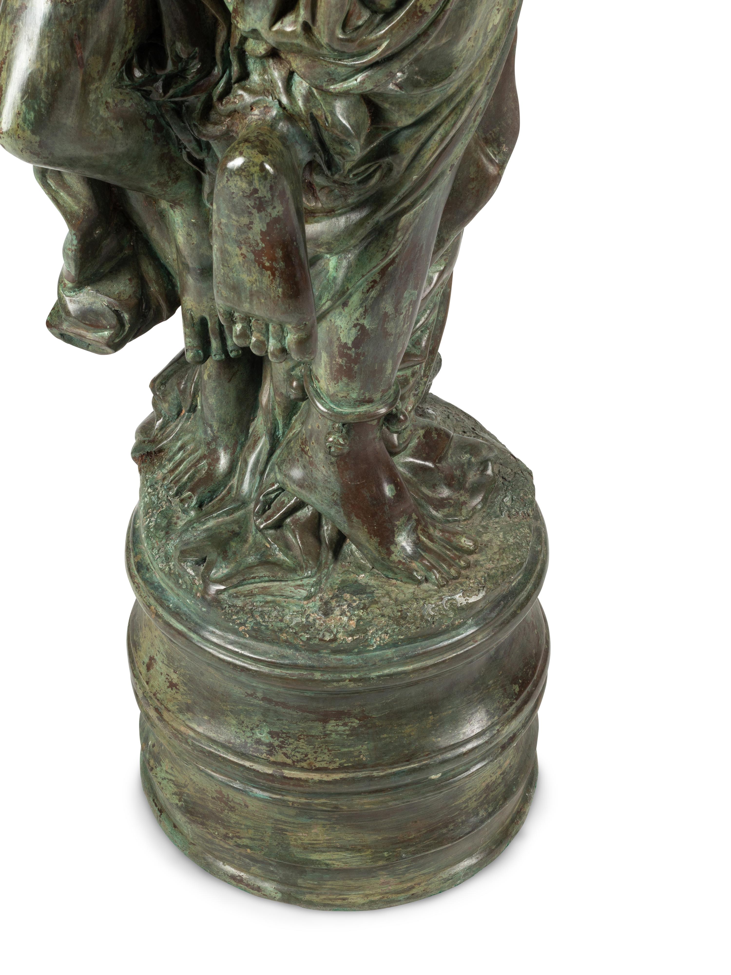 A Large Patinated Bronze Figural Group