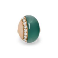 MAUBOUSSIN, CORAL, CHRYSOPRASE, AND DIAMOND RING