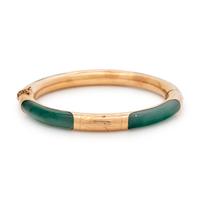 YELLOW GOLD AND DYED QUARTZ BANGLE BRACELET