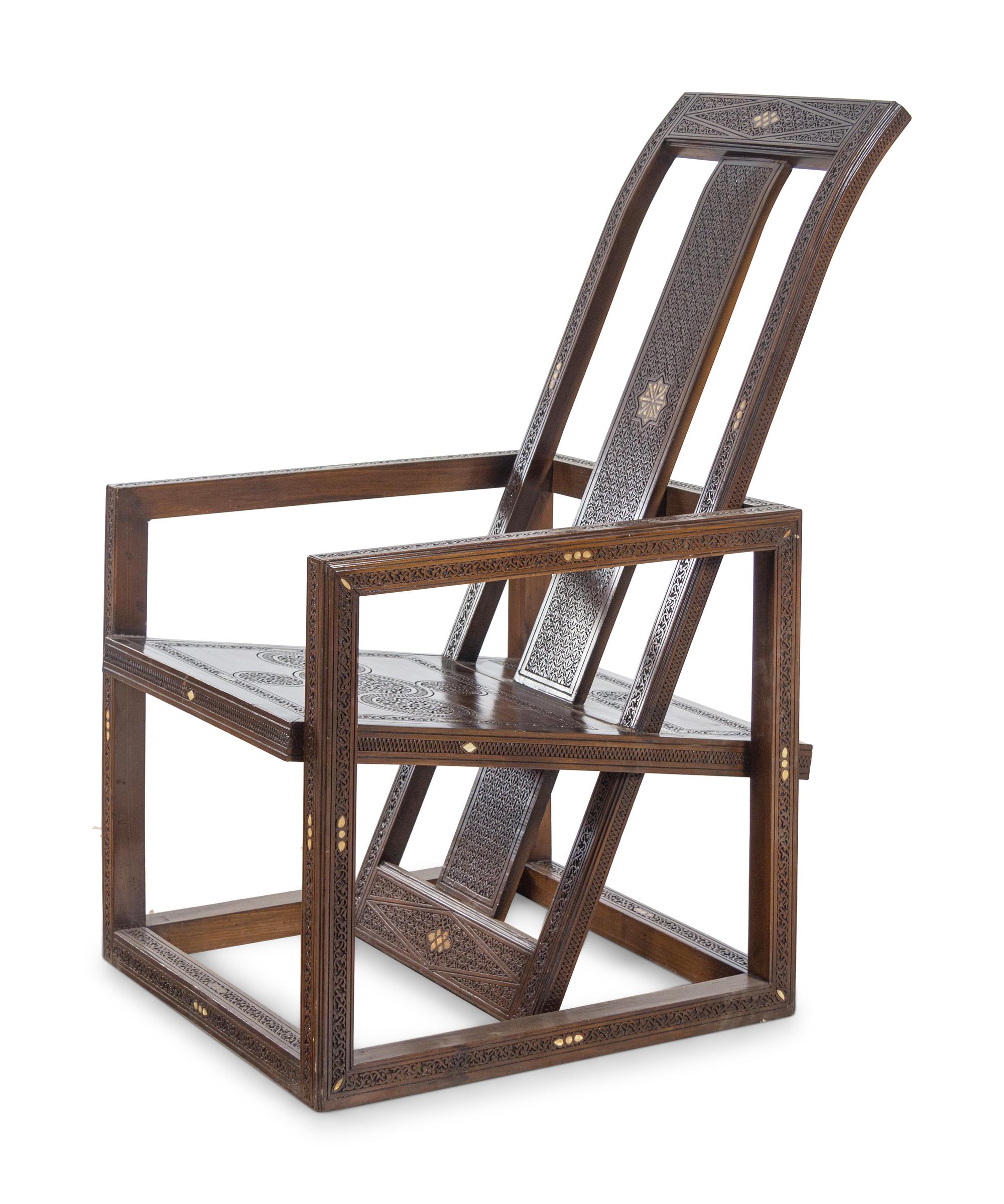 A Syrian Carved Walnut Armchair