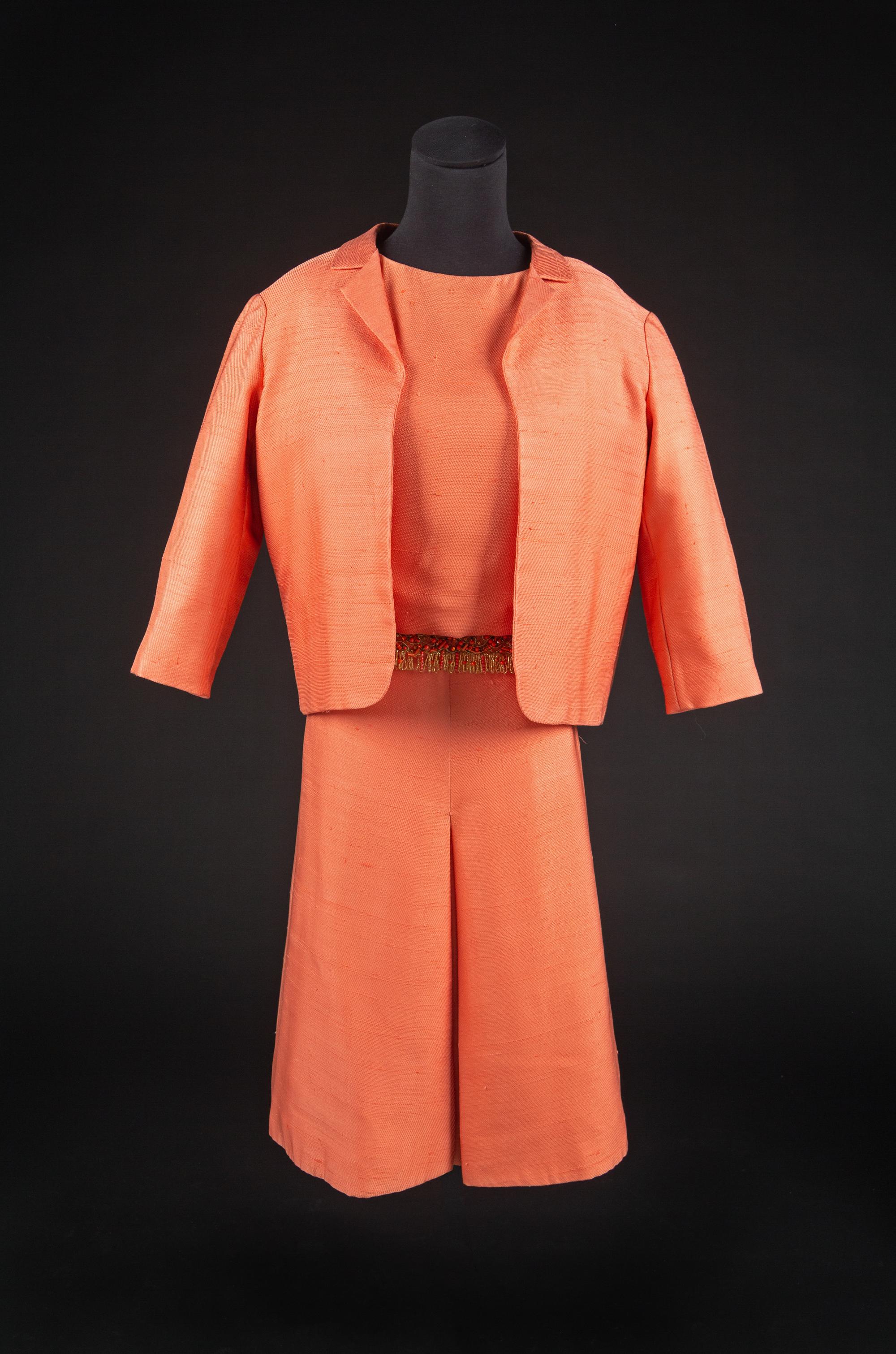 Christian Dior by Marc Bohan Haute Couture Ensemble, Spring-Summer 1961 — Worn by de Havilland in the photograph on the cover of her 1961 book 'Every Frenchman Has One' and for the press reception in March of 1961 in Atlanta for the special showing of "Gone with the Wind" in honor of the Centennial of the Commencement of the Civil War.
