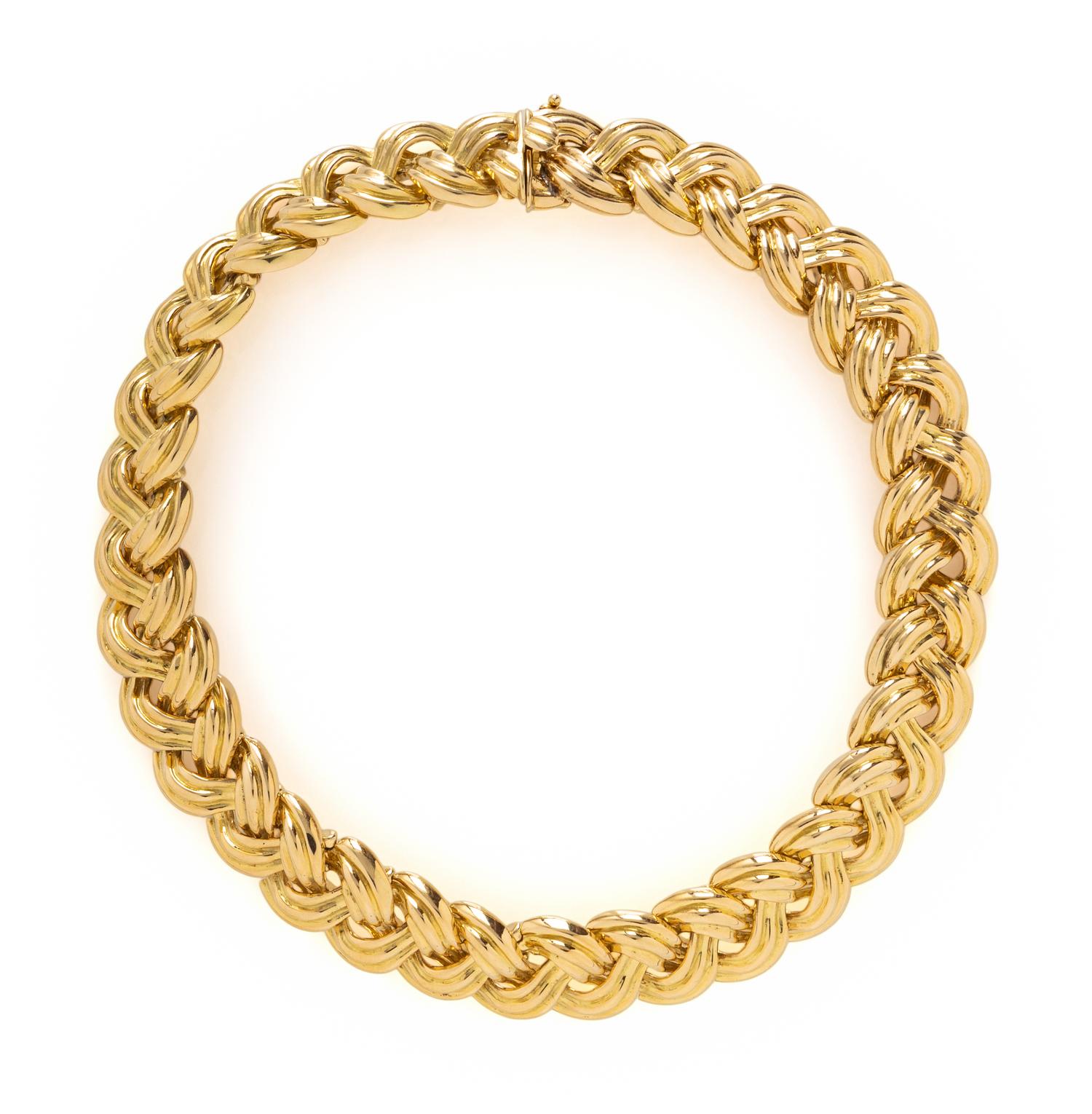 FRENCH, YELLOW GOLD NECKLACE AND BRACELET