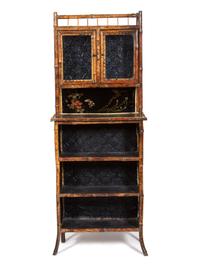 A Victorian Style Burnt Bamboo and Lacquer Display Cabinet — 19TH/20TH CENTURY