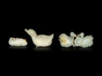 Three Chinese Jade Carvings of Ducks
