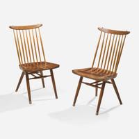 George Nakashima for Widdicomb, Two "Origins" Dining Side Chairs