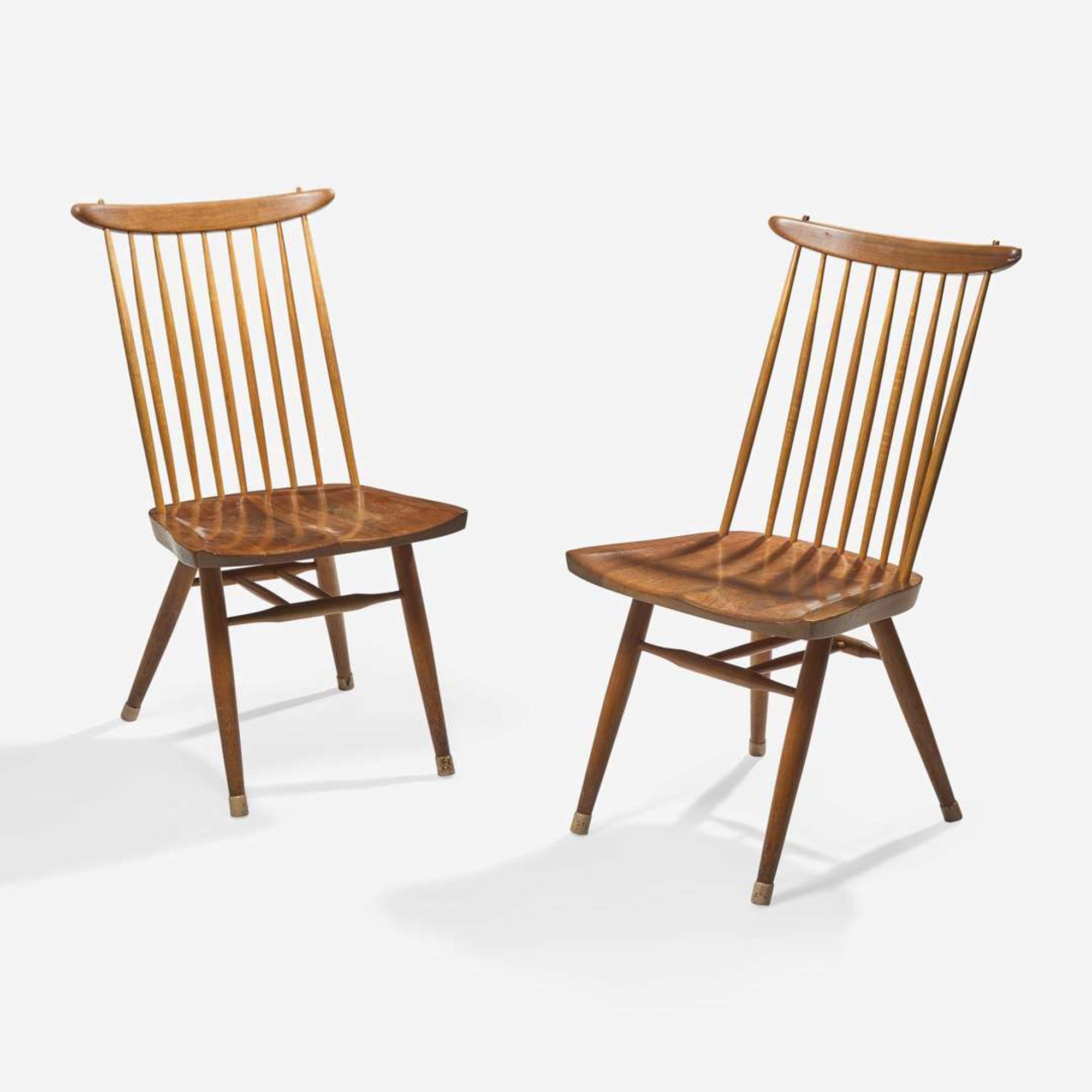 George Nakashima for Widdicomb, Two "Origins" Dining Side Chairs