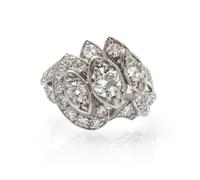 A 14 Karat White Gold and Diamond Ring, 3.70 dwts.