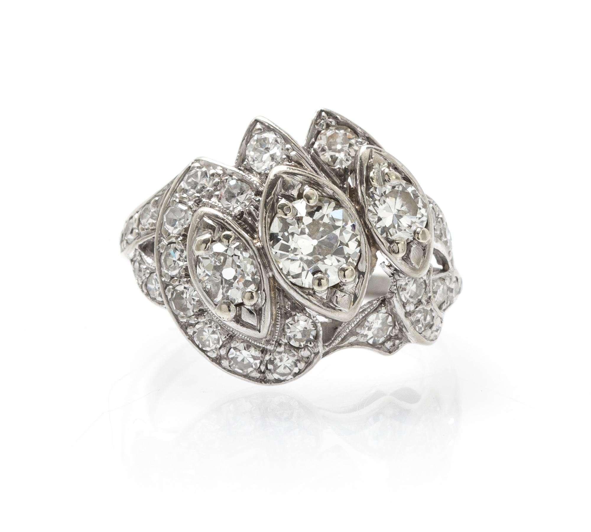 A 14 Karat White Gold and Diamond Ring, 3.70 dwts.