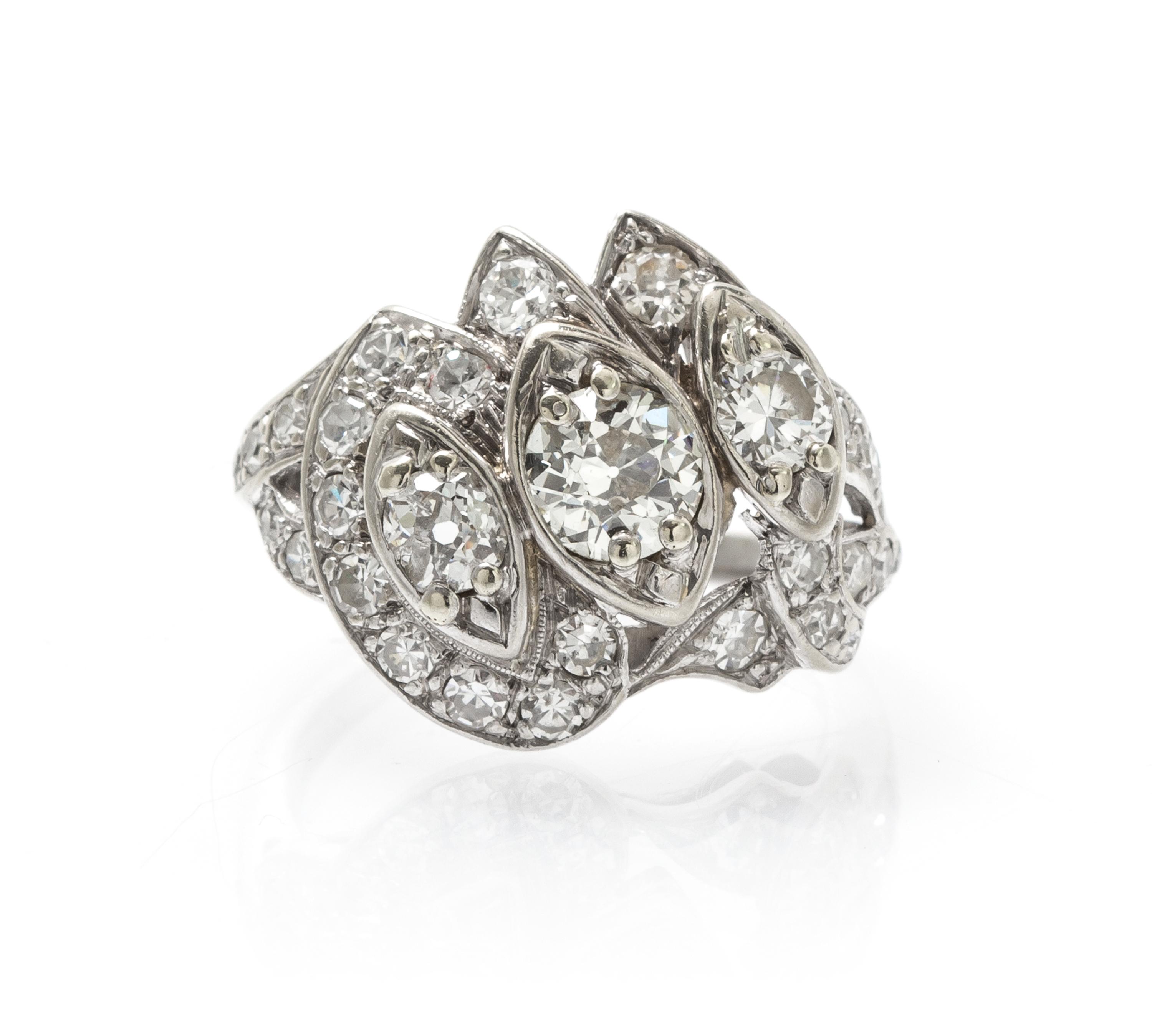 A 14 Karat White Gold and Diamond Ring, 3.70 dwts.