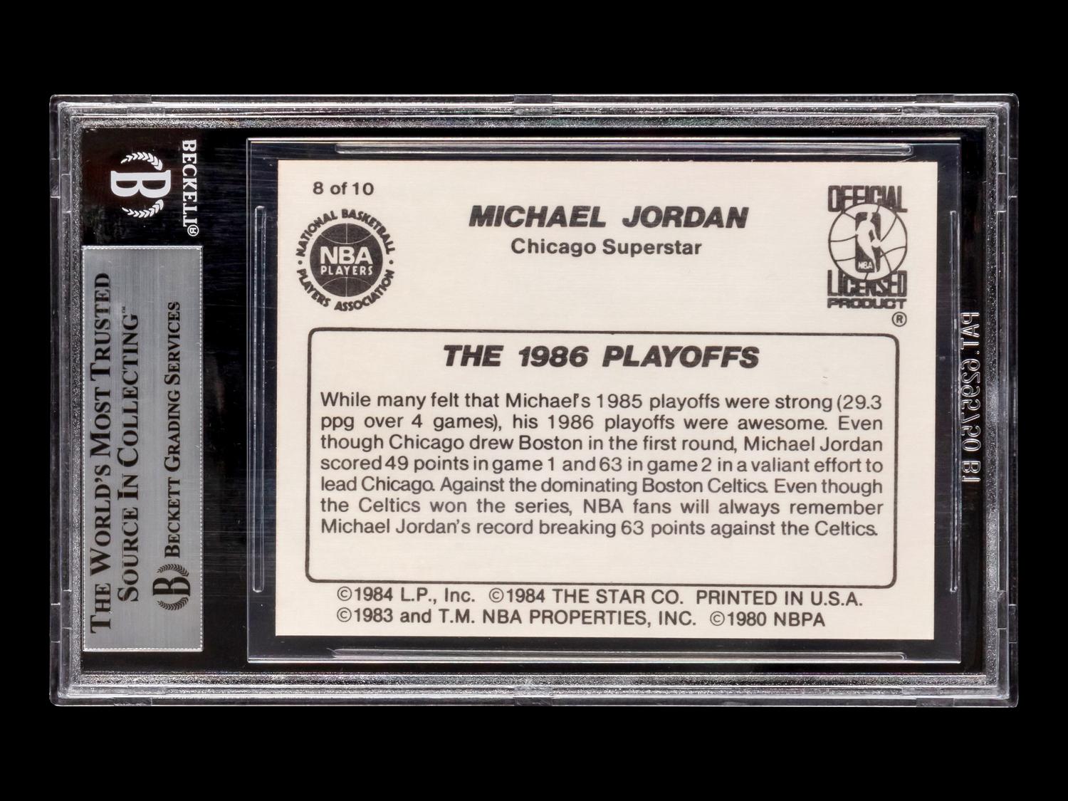 A 1986 Star Michael Jordan Set The 1986 Playoffs Card No. 8 (BGS 6.5 EX-MT+)