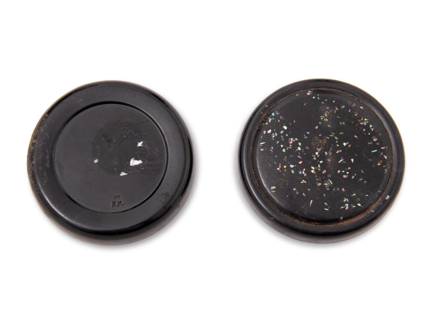 Three Chinese Mother-of-Pearl Inlaid Black Lacquered Wares