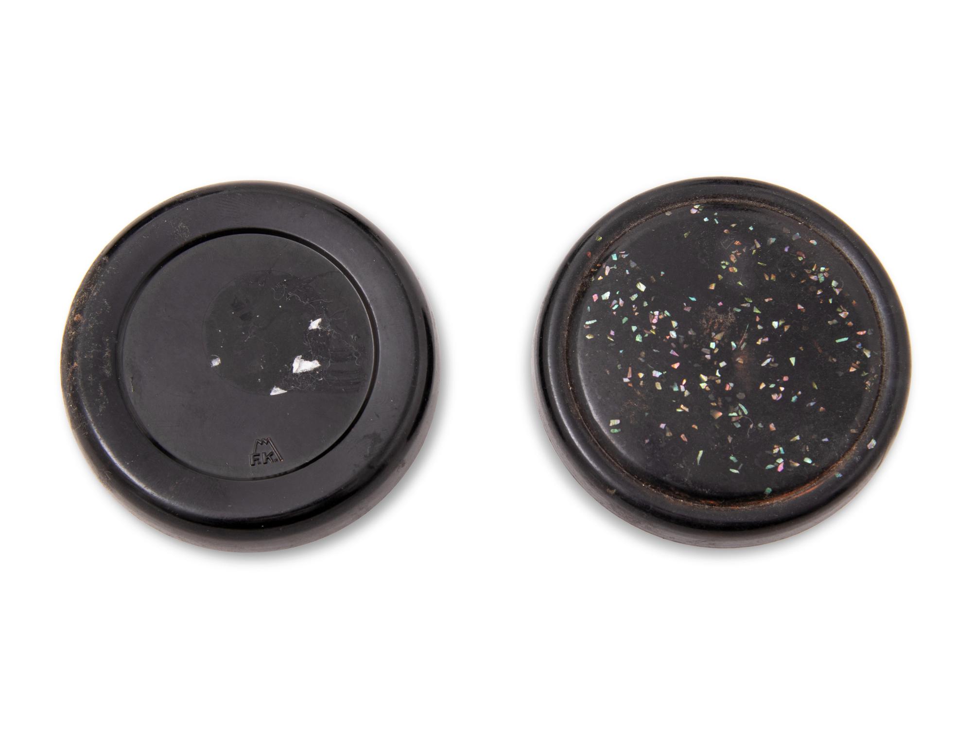Three Chinese Mother-of-Pearl Inlaid Black Lacquered Wares