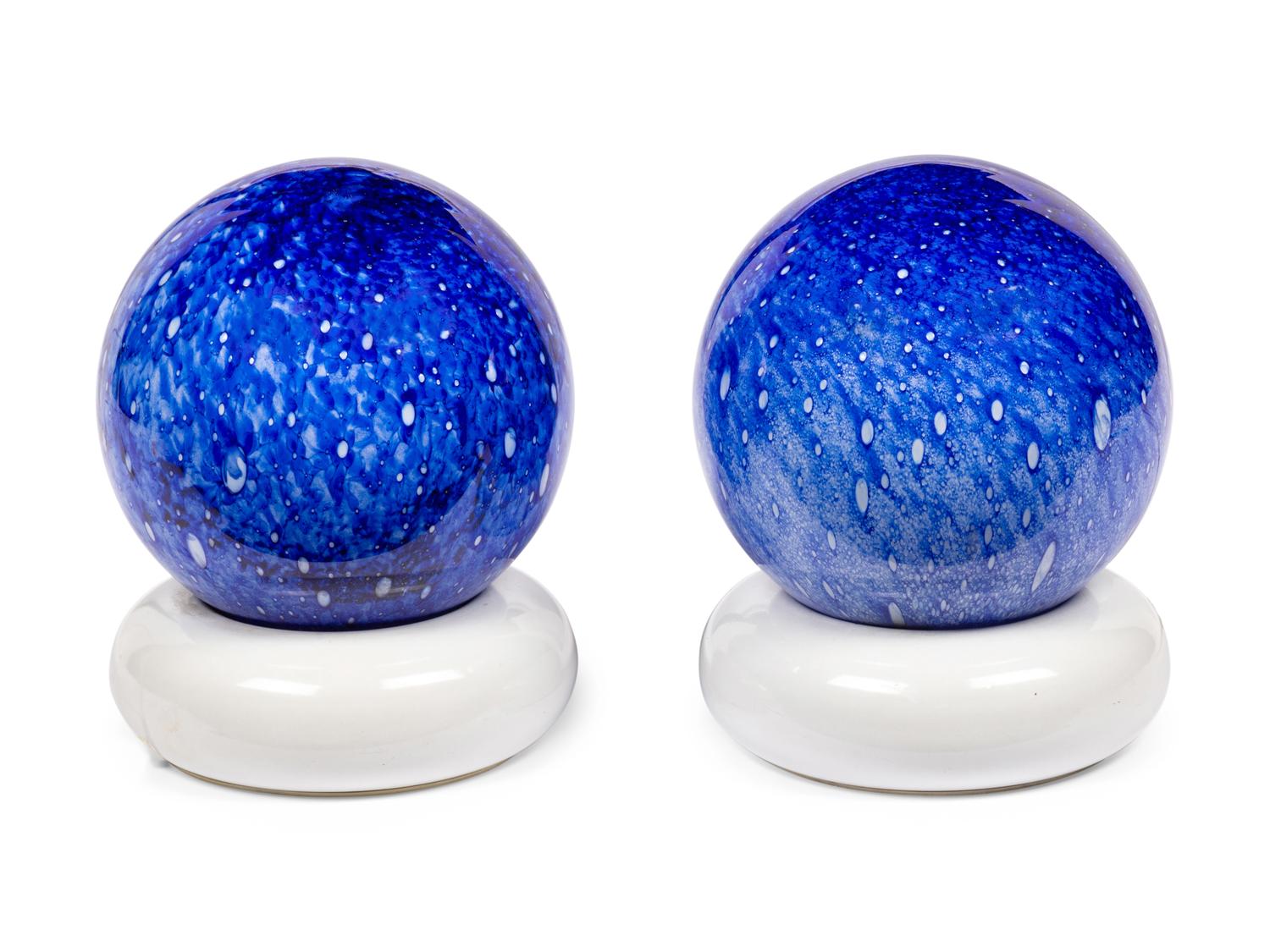 A Pair of Targetti Sankey Temptation Glass and Ceramic Table Lamps