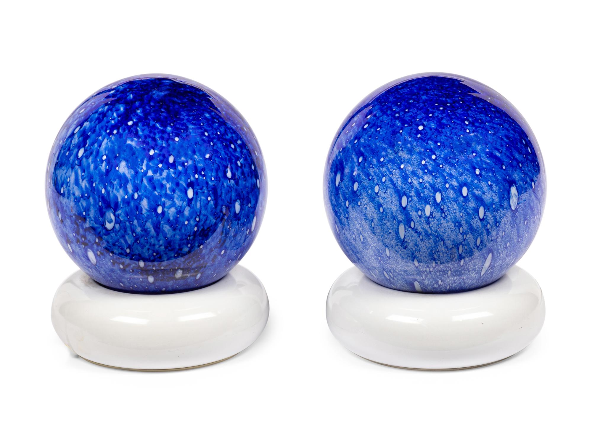 A Pair of Targetti Sankey Temptation Glass and Ceramic Table Lamps