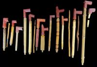 Group of twelve small clay and Catlinite pipes fort thompson, fort yates, first half 20th century