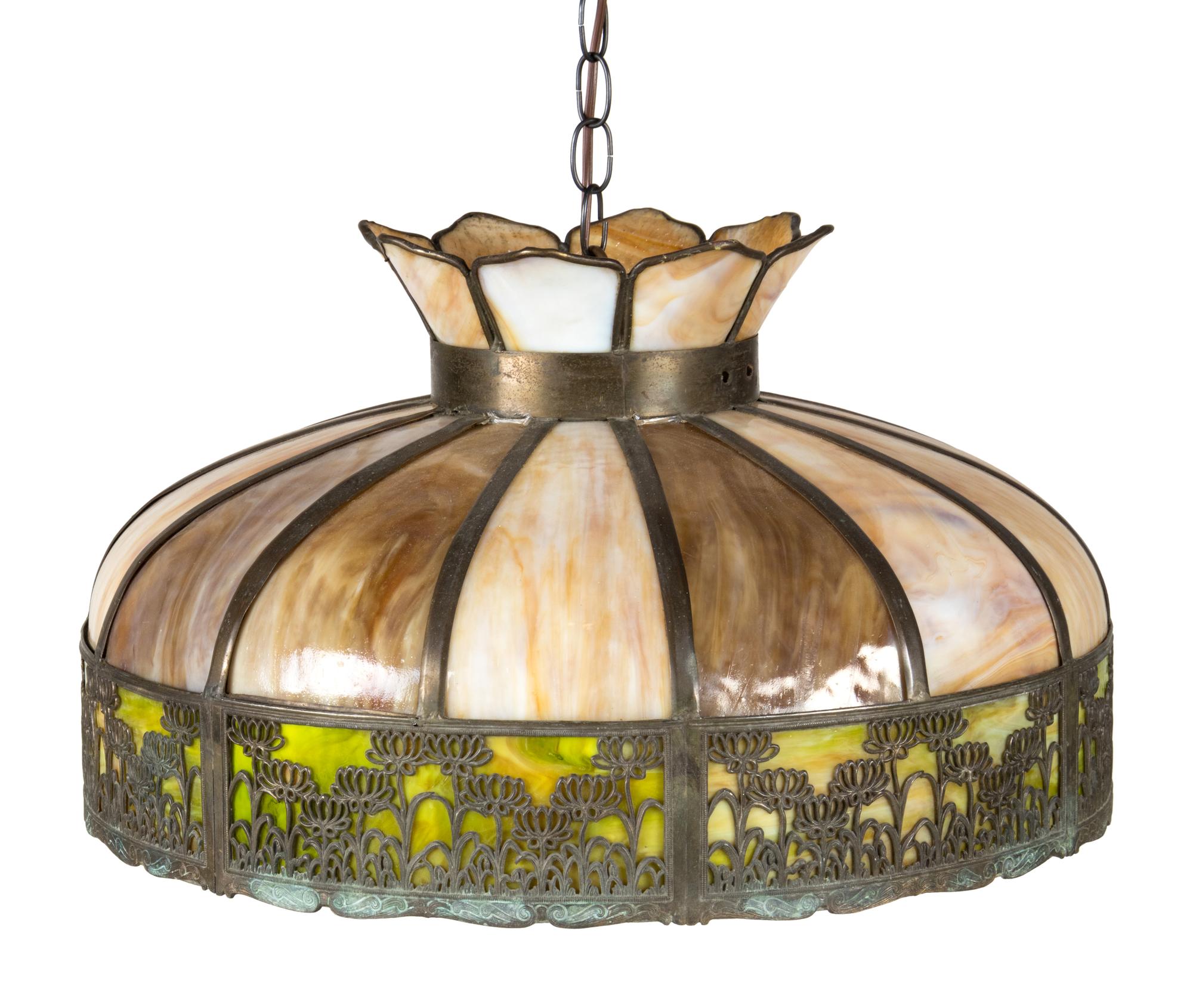 A Slag Glass Hanging Fixture
