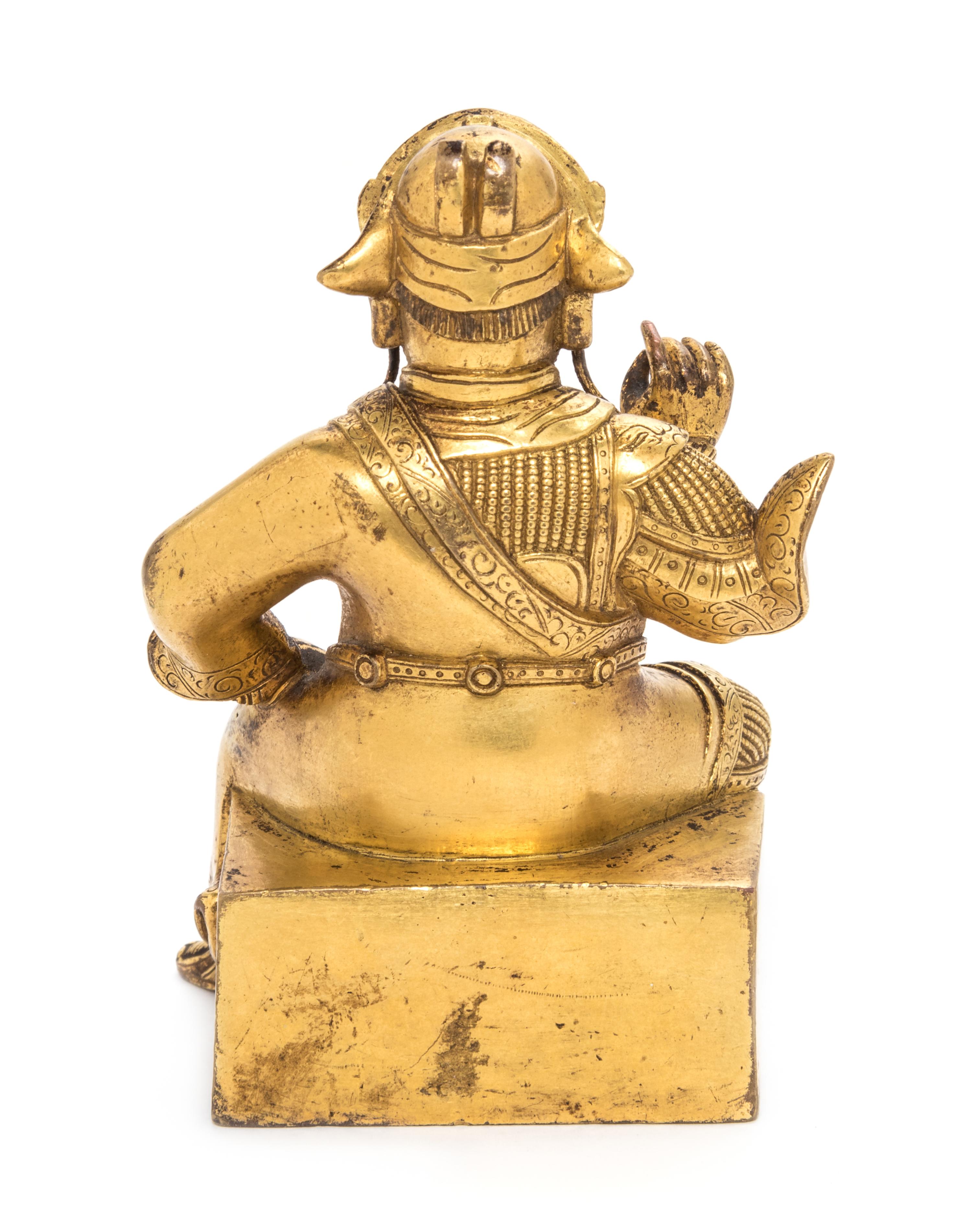 A Small Gilt Bronze Figure of Guandi Height 4 1/2 inches. — 18TH CENTURY