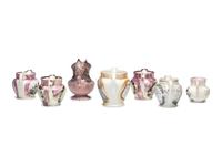 Seven Lusterware Creamers and Pitchers