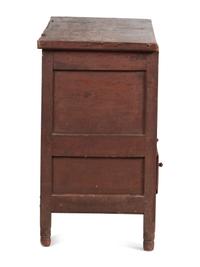 A Country Paneled Red Painted Pine and Maple One-Drawer Blanket Chest, Early 18th Century