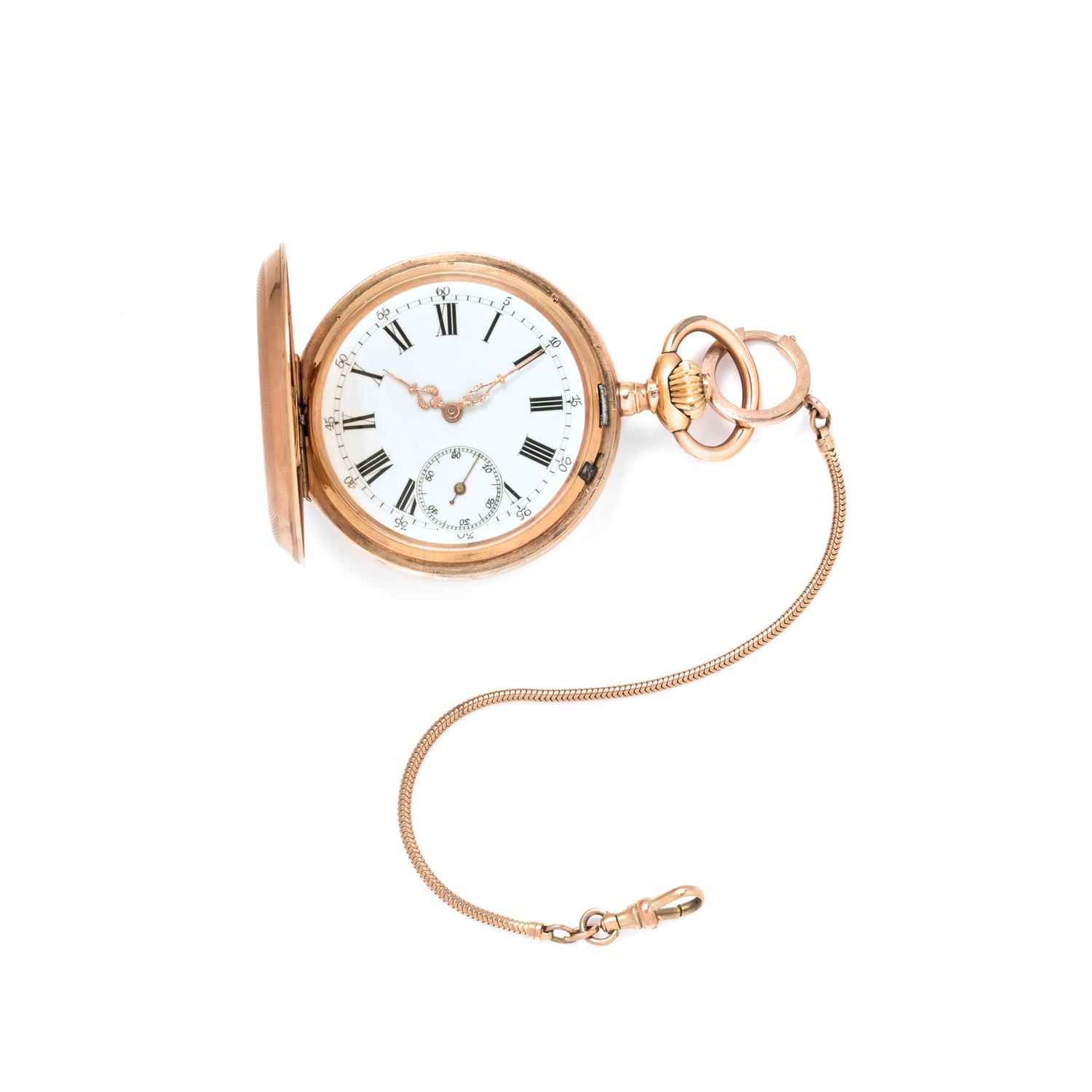 18K YELLOW GOLD HUNTER CASE POCKET WATCH