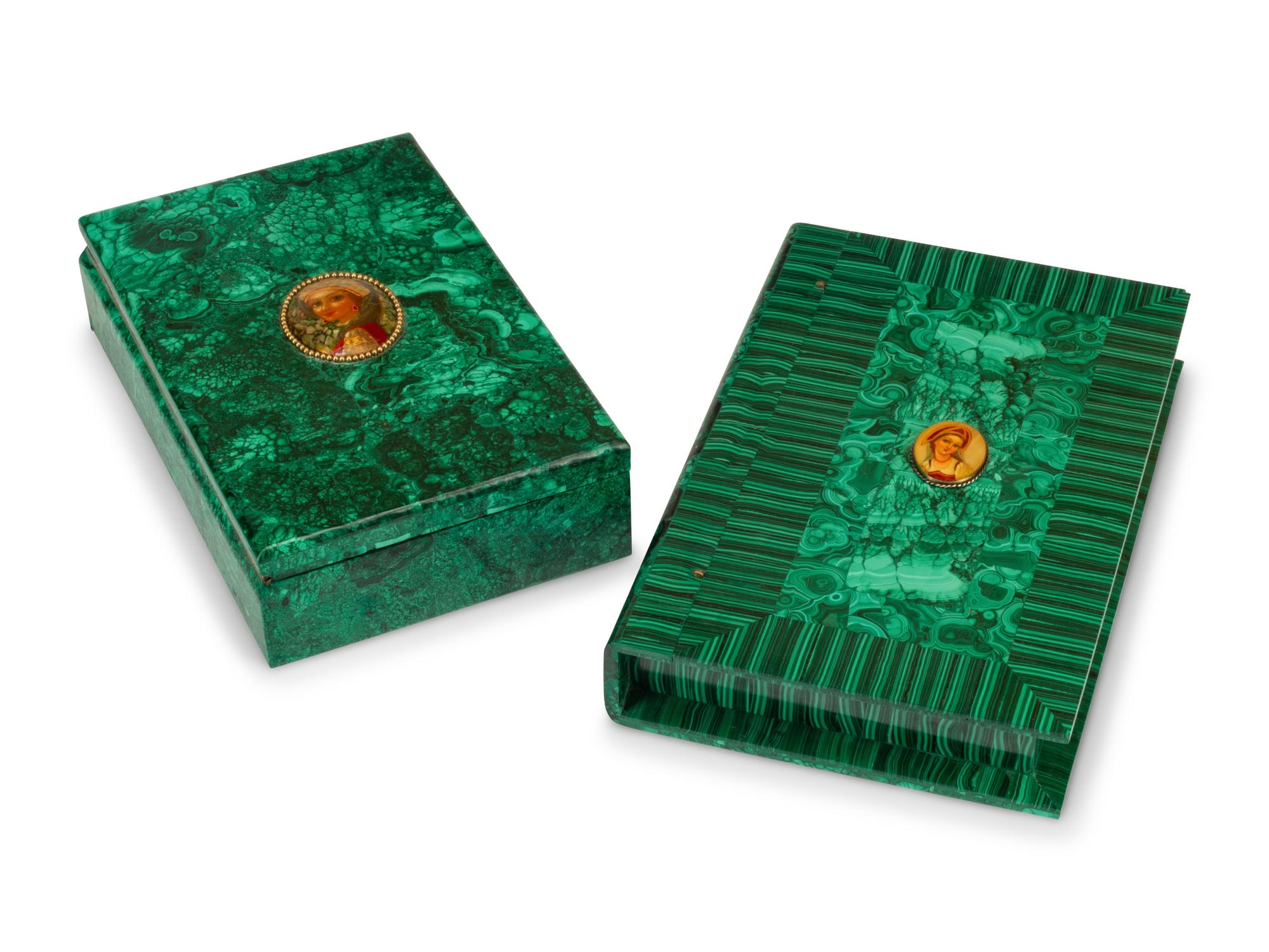 Two Malachite Boxes