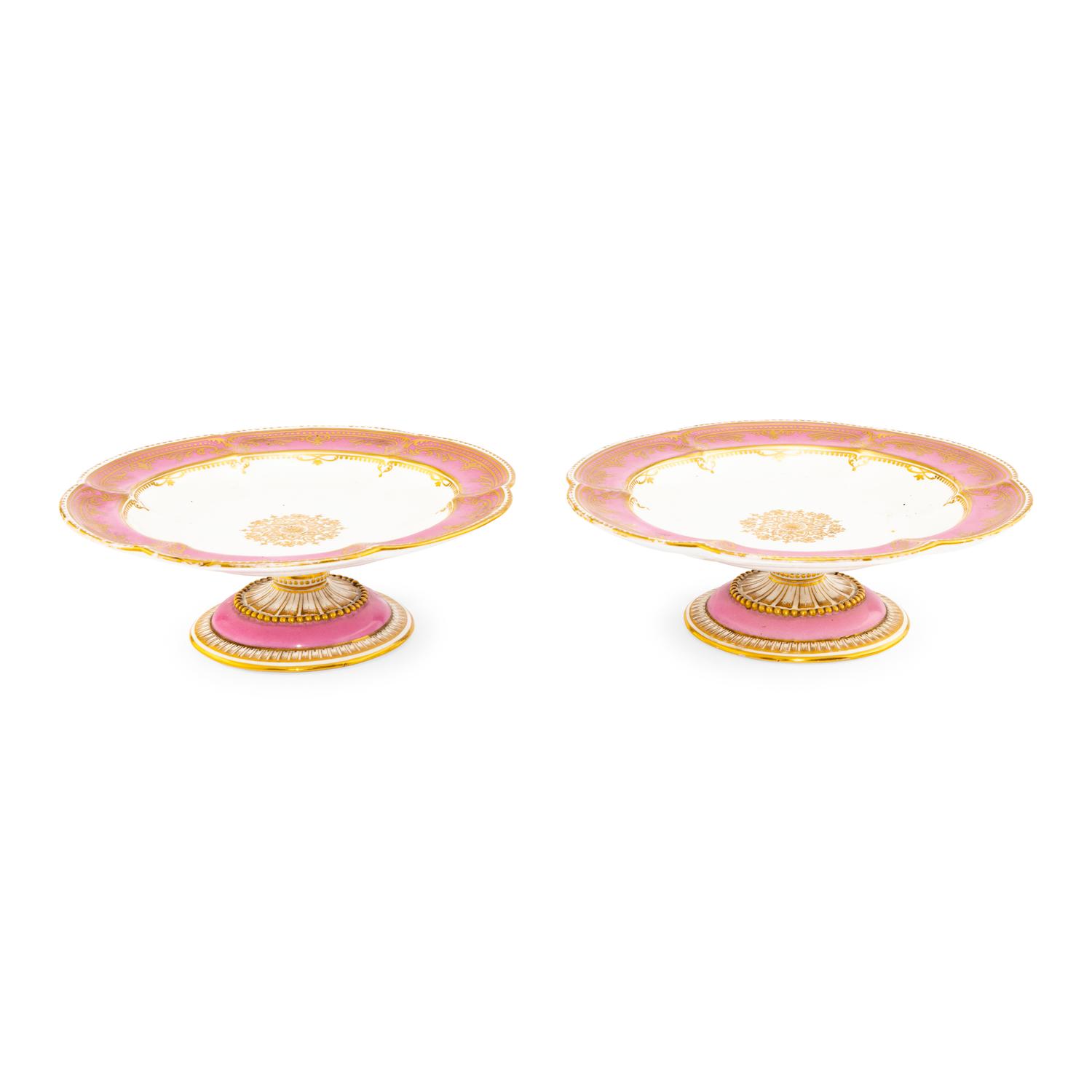A Pair of Coalport Porcelain Dessert Stands