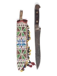Great Lakes Loom Beaded Hide Knife Sheath, with Knife