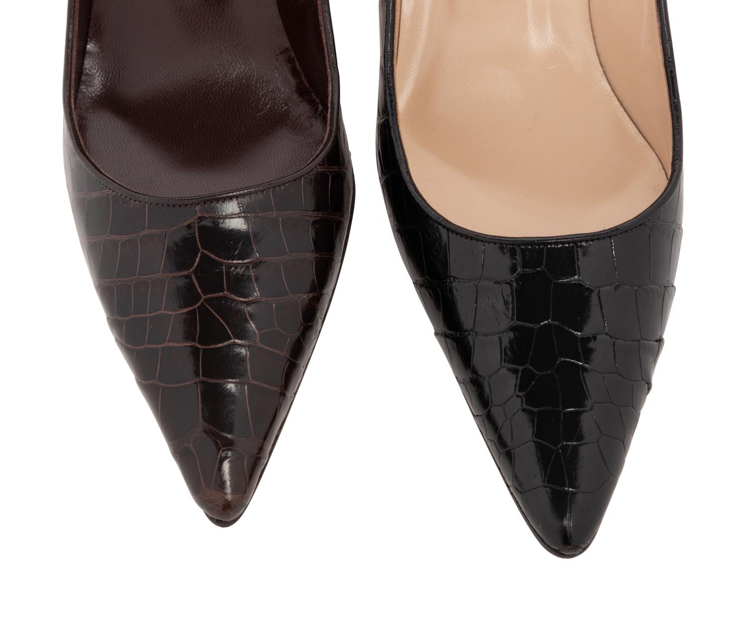 Two Pairs of Manolo Blahnik Exotic Skin Shoes
