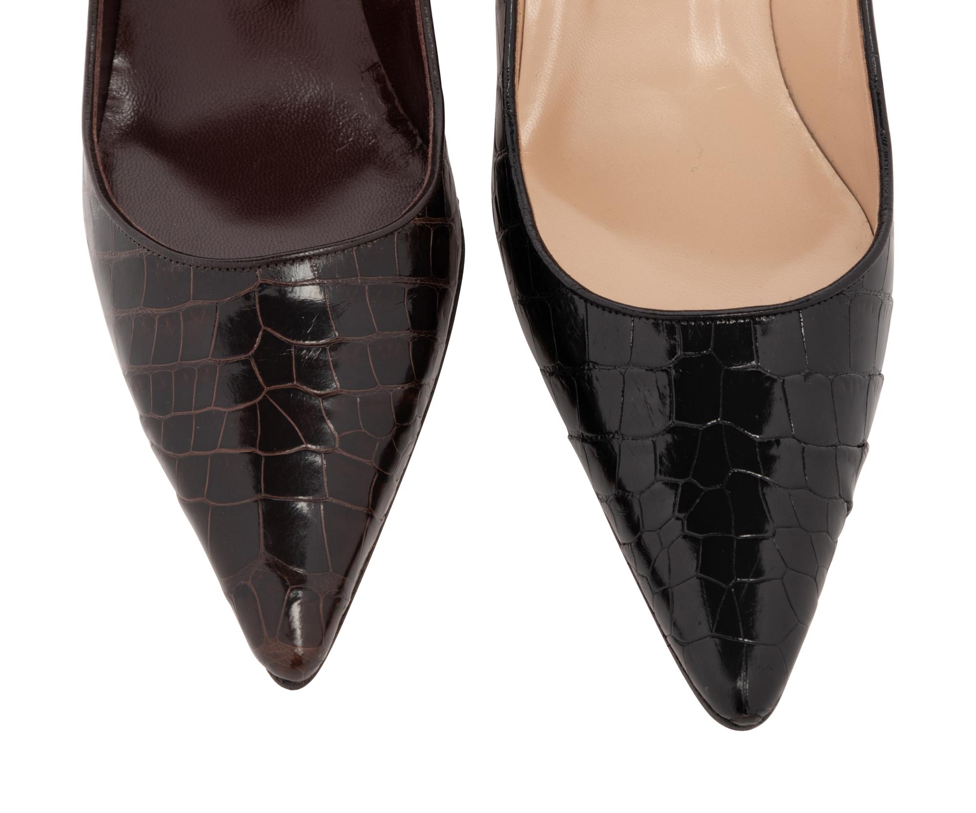 Two Pairs of Manolo Blahnik Exotic Skin Shoes