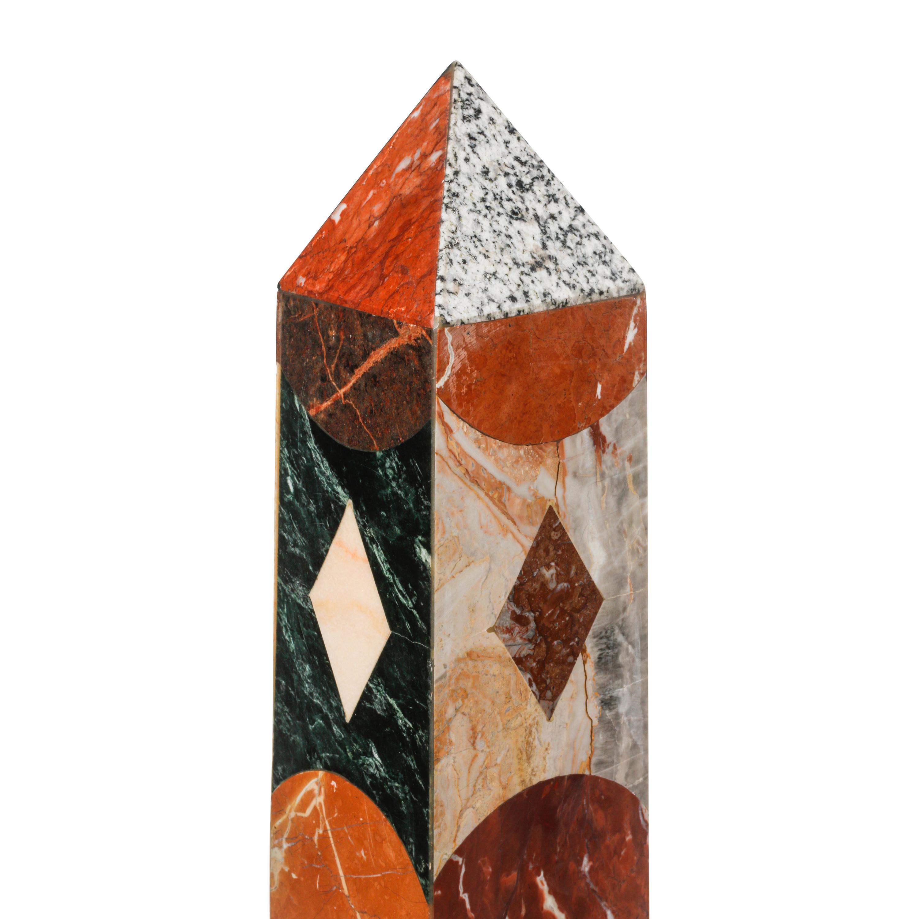 A Pair of Large Grand Tour Style Specimen Marble Obelisks