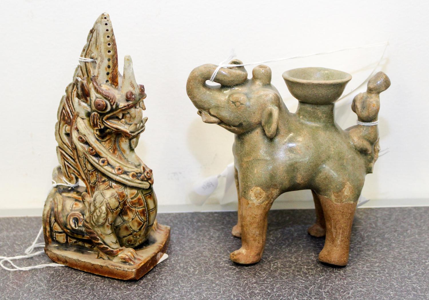 Two Thai Ceramic Figural Groups Height of taller 6 5/8 inches. — LATE 18TH/EARLY 19TH CENTURY