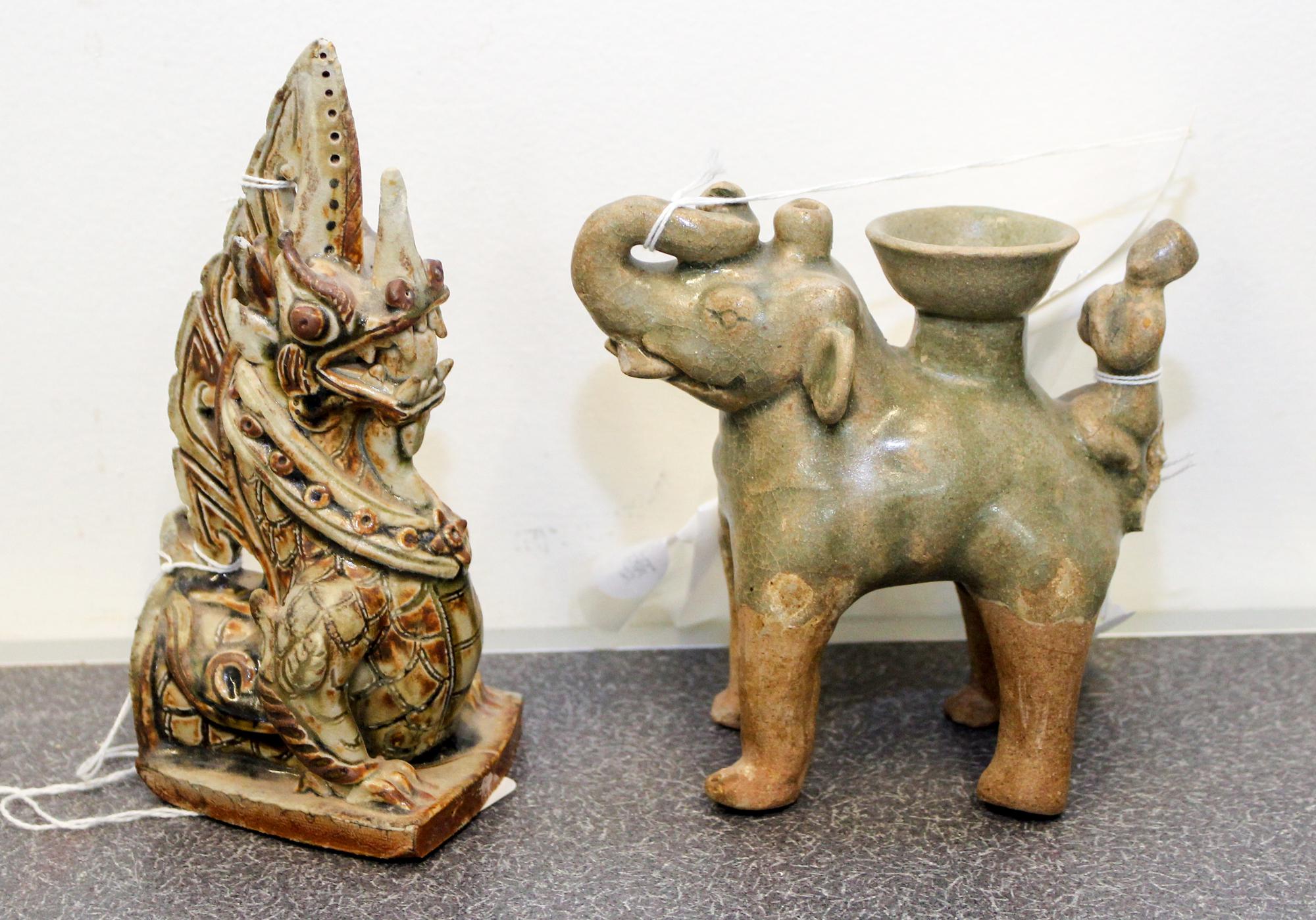 Two Thai Ceramic Figural Groups Height of taller 6 5/8 inches. — LATE 18TH/EARLY 19TH CENTURY