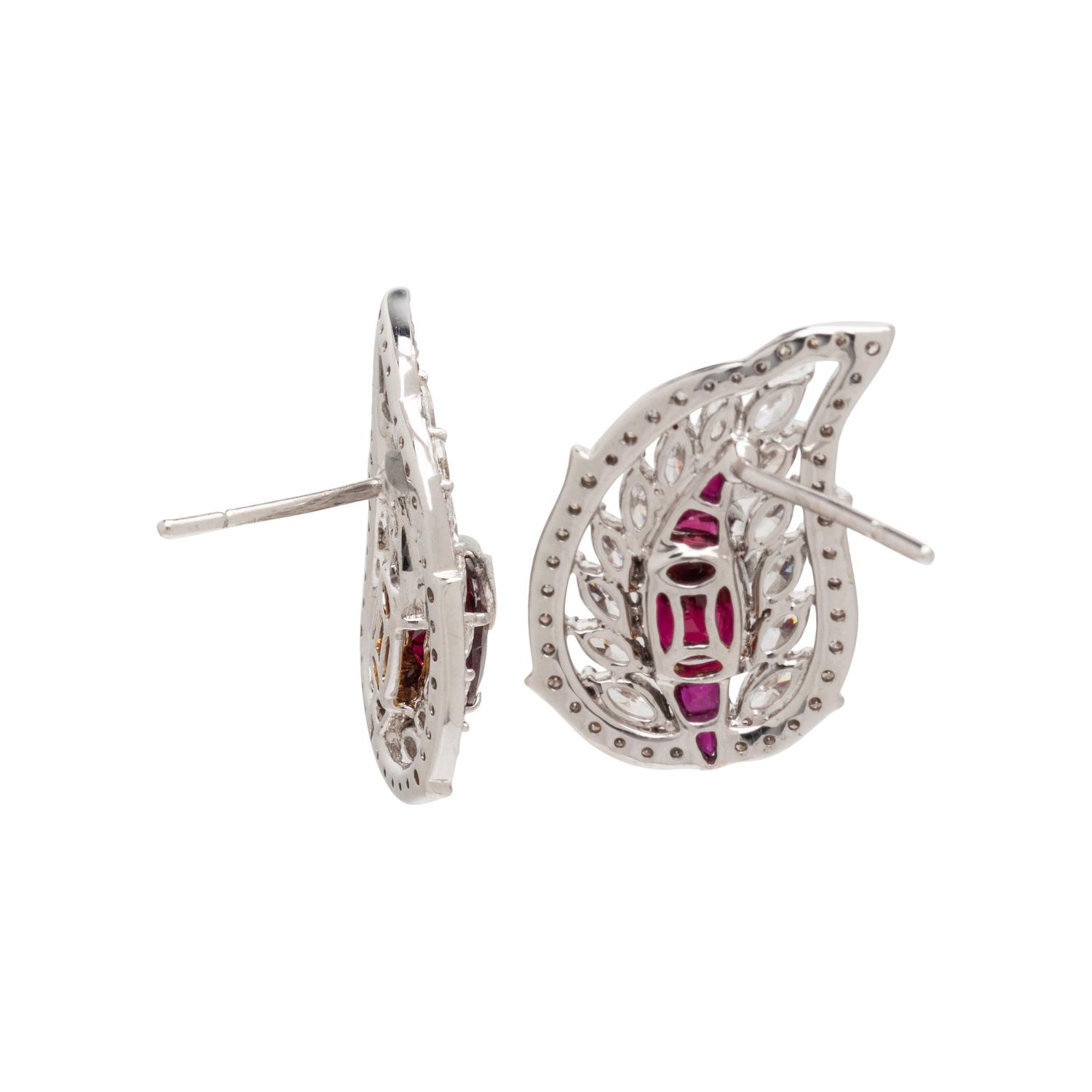 BURMESE RUBY AND DIAMOND EARRINGS