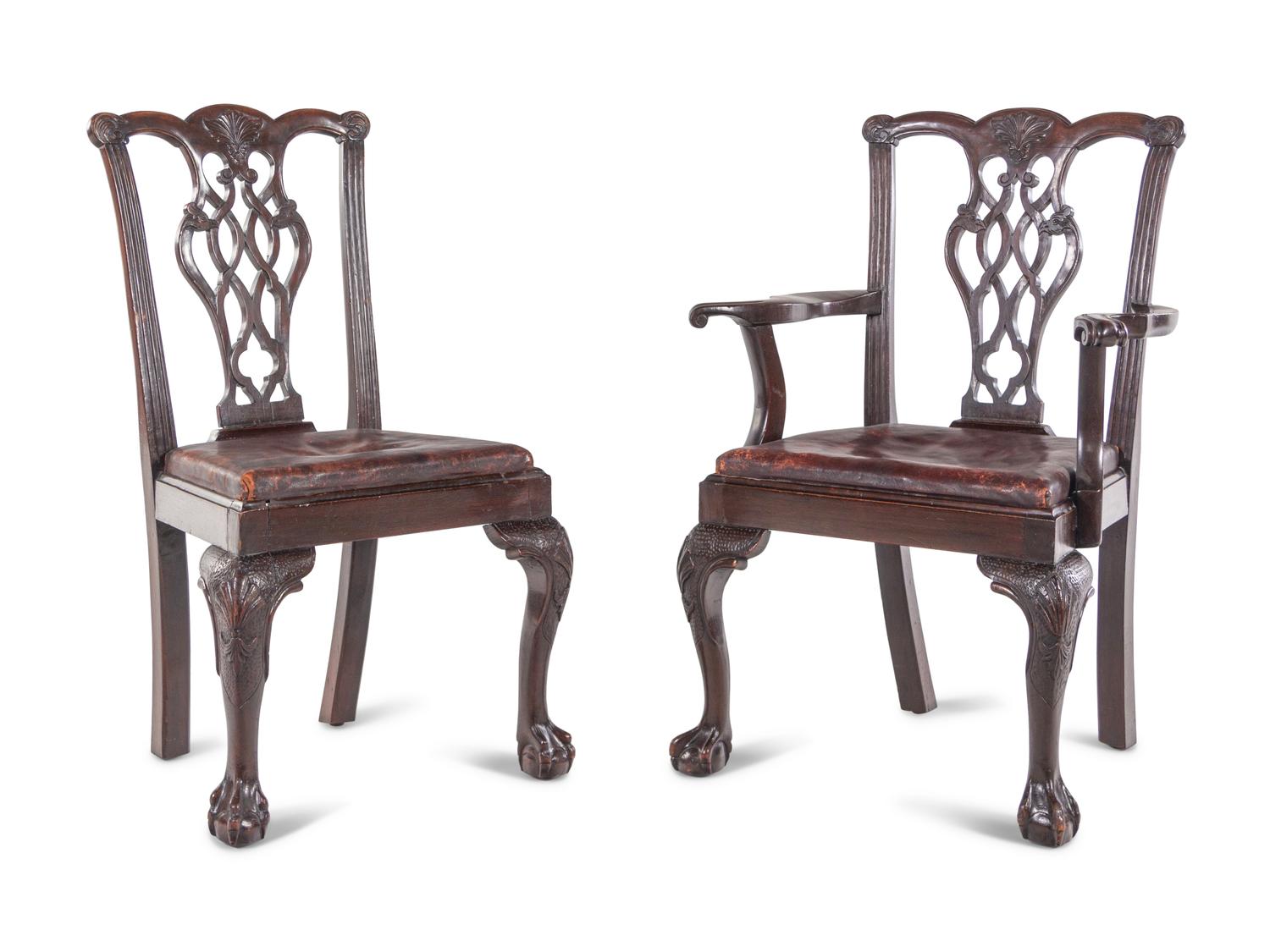 A Set of Eight George III Style Mahogany Dining Chairs