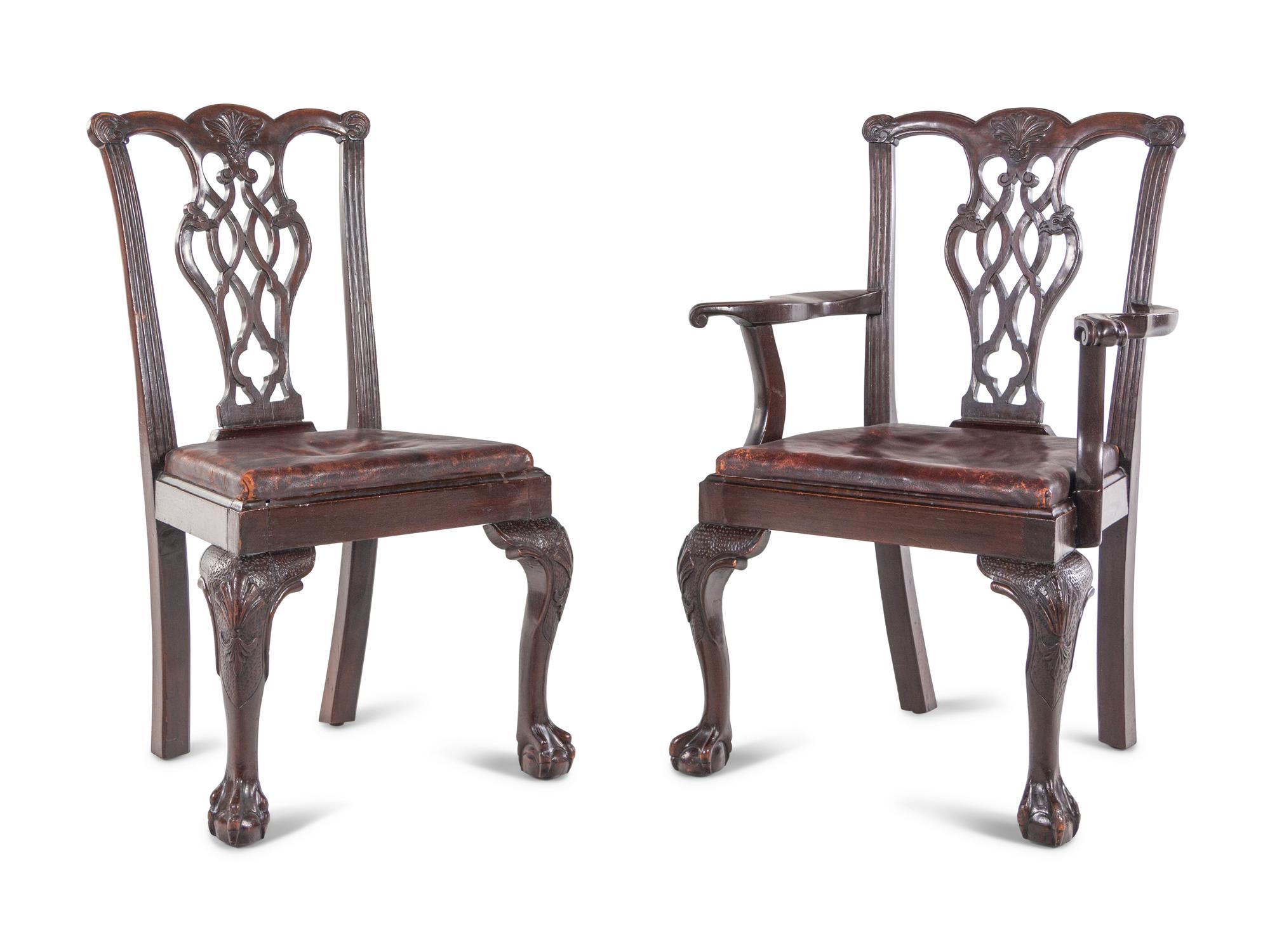 A Set of Eight George III Style Mahogany Dining Chairs