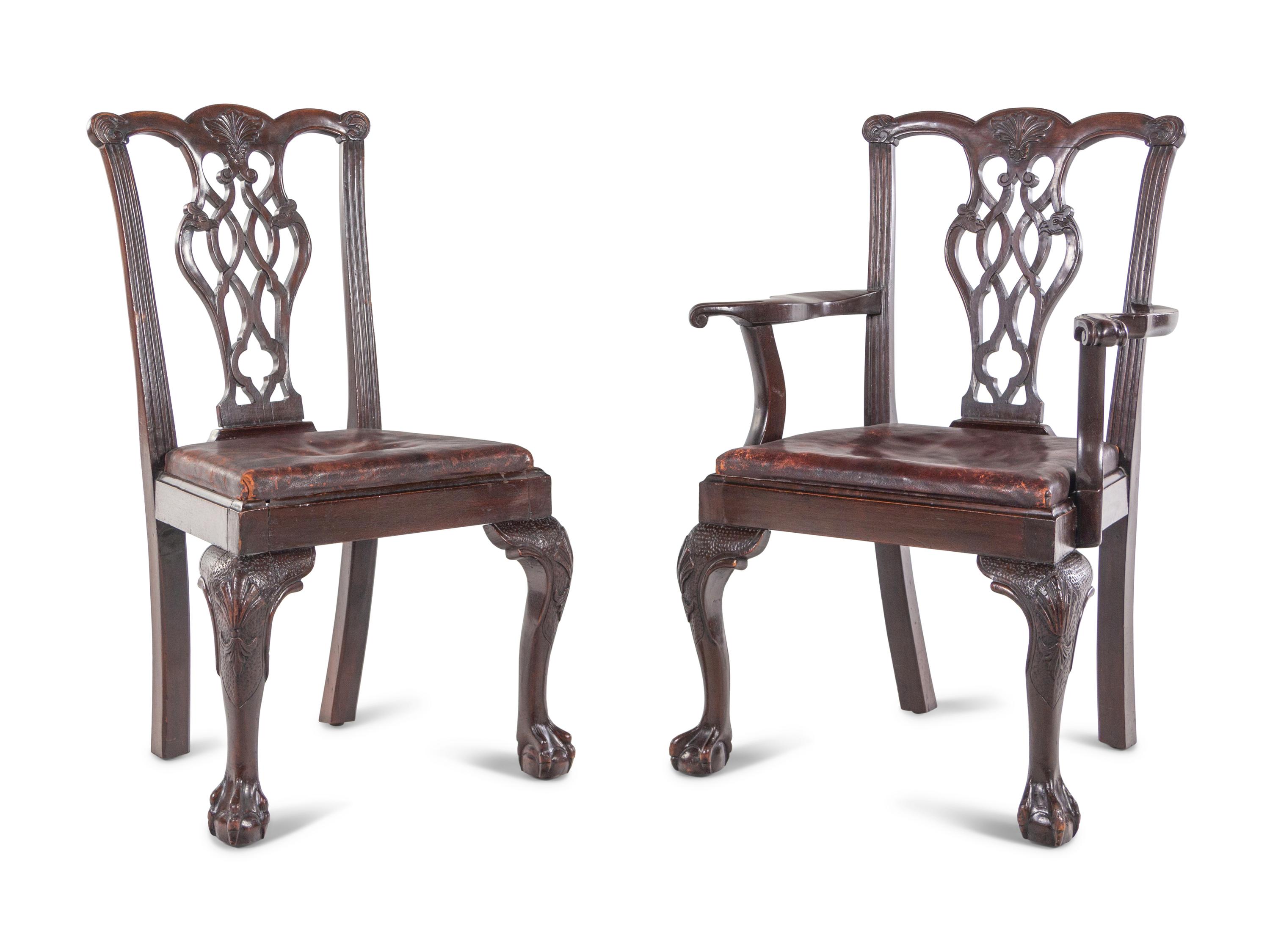 A Set of Eight George III Style Mahogany Dining Chairs