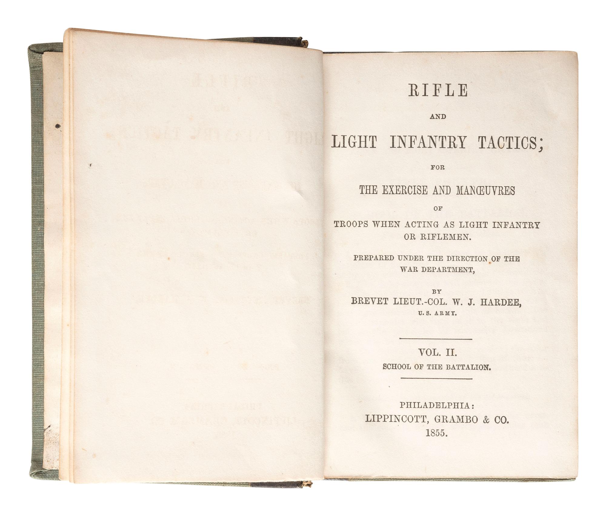 [CIVIL WAR]. HARDEE, William J. (1815-1873). Rifle and Light Infantry Tactics . Vol. II. Identified to E.S. Robinson, Co. H, 14th Maine Regiment.