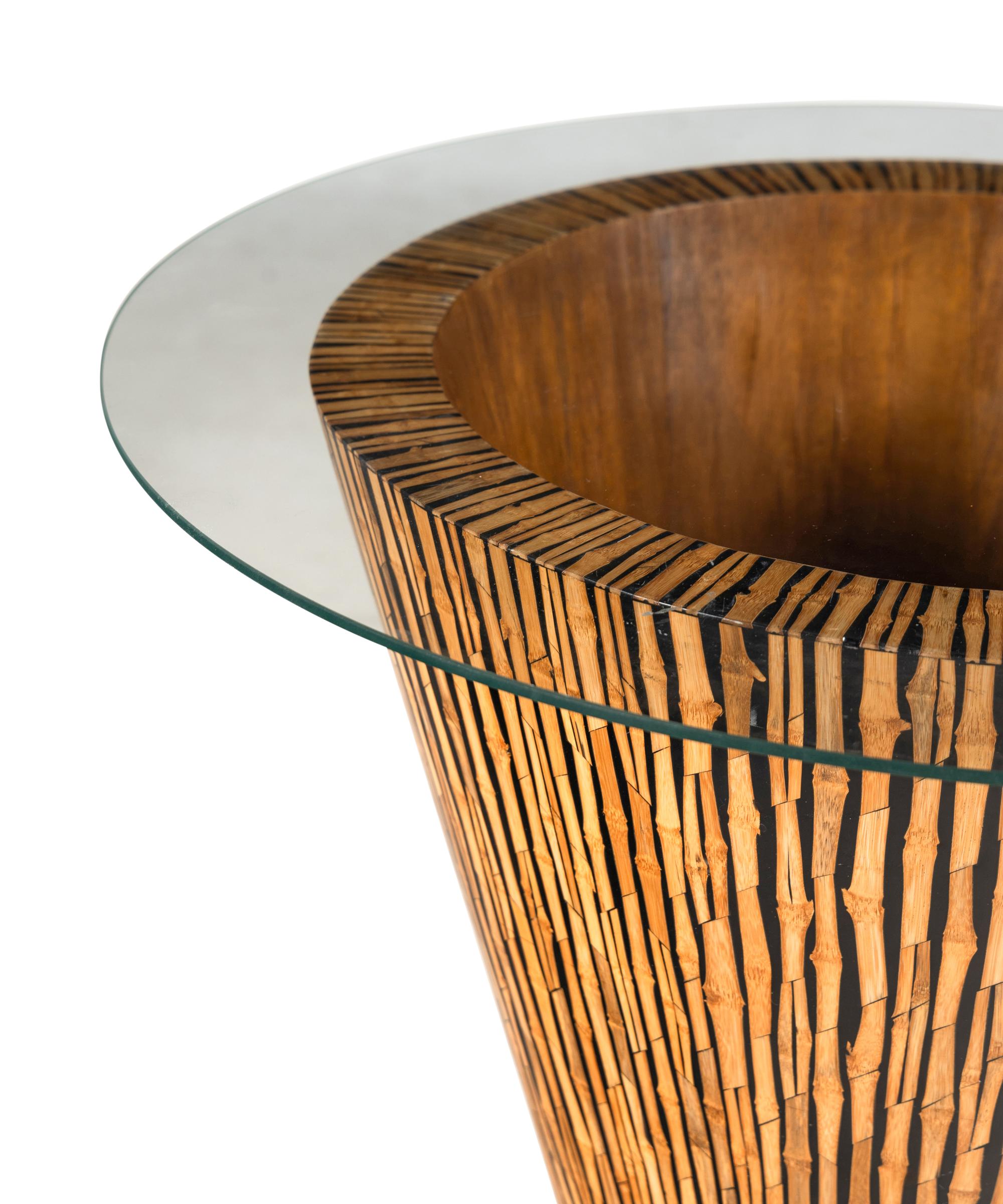 A R+Y Augousti Lacquered Bamboo and Glass Table