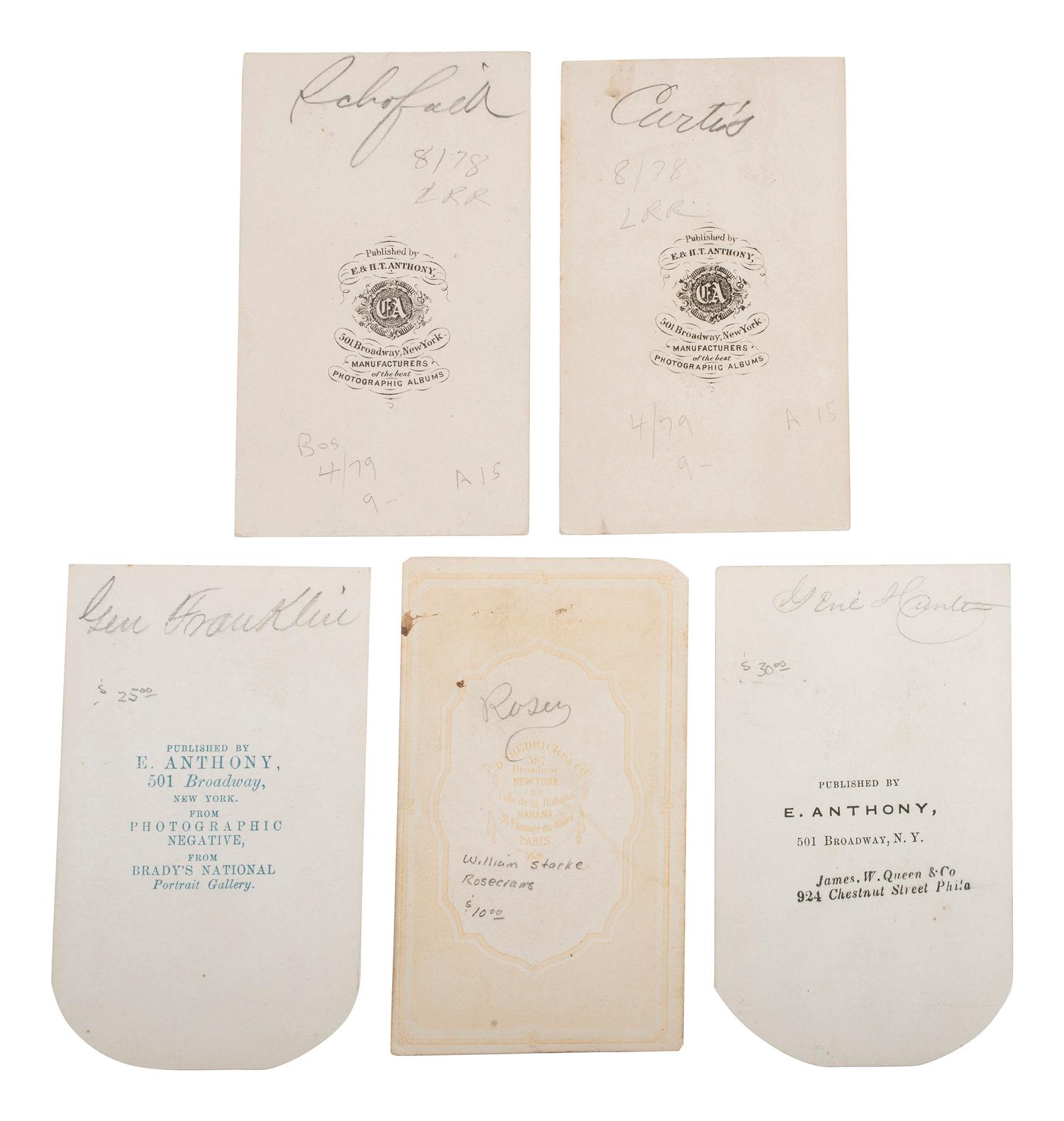 [CIVIL WAR - TRANS-MISSISSIPPI THEATER]. A group of 10 CDVs of Union generals including Banks, Curtis, Fremont, and Schofield.