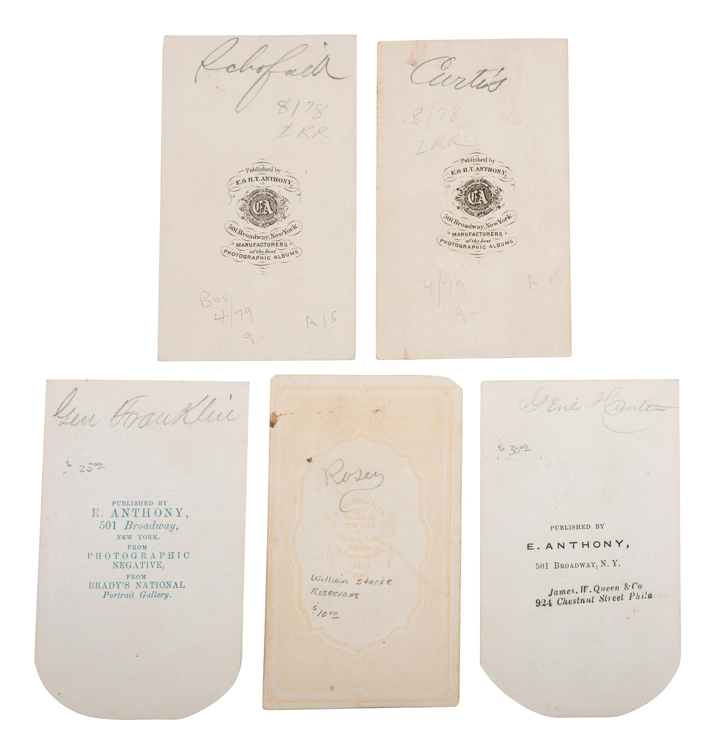 [CIVIL WAR - TRANS-MISSISSIPPI THEATER]. A group of 10 CDVs of Union generals including Banks, Curtis, Fremont, and Schofield.