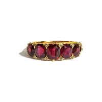 ANTIQUE, GARNET, DIAMOND, AND YELLOW GOLD RING