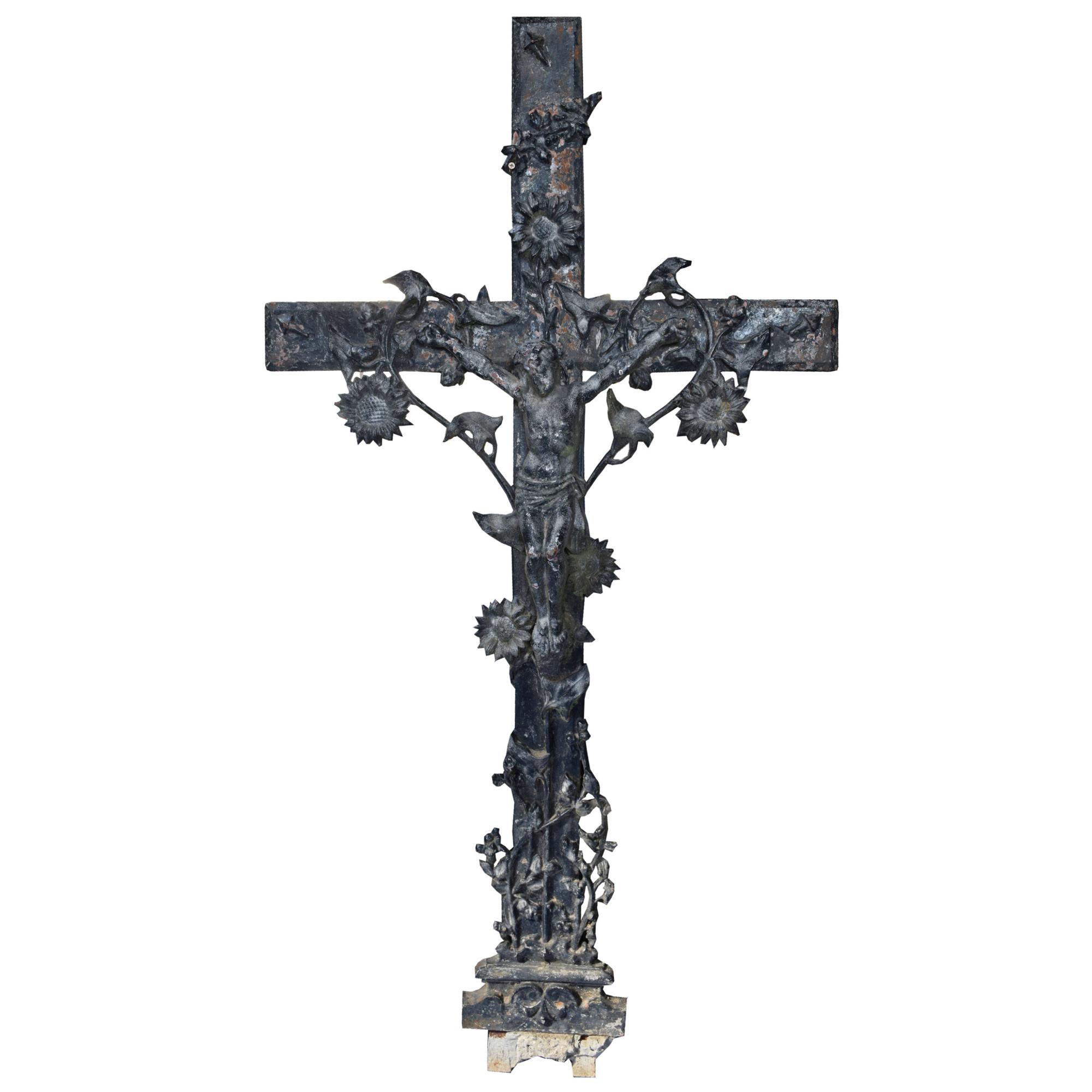 A Cast Iron Crucifix 27.5" W x 5" D x 55" H — France, Circa 1900